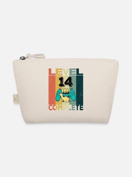 14th Birthday Young Man 2007 Level 14 Years Game - Organic Pouch - nature - Front