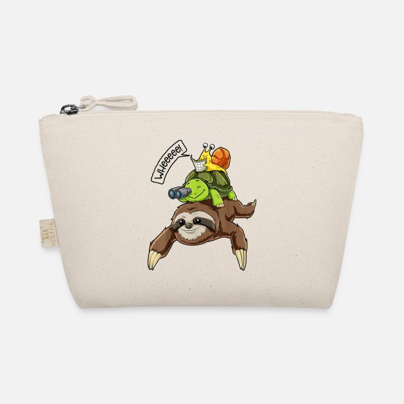 Sloth Lazy Riding Turtle Snail Organic Pouch