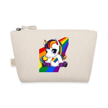 Unicorn with LGBTQ Color Heart - LGBTQ Pride - Organic Pouch - nature - Front
