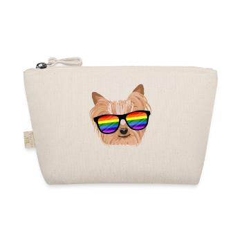 LGBTQ Yorkie Dog Rainbow Glasses Gift - Organic Pouch - nature - Front