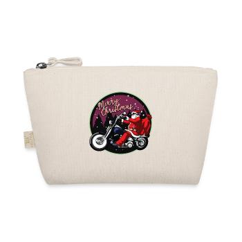 Weihnachtsmann auf Motorrad Frohe Weihnachten Geschenk - Bio-Täschchen - Natur - Vorne