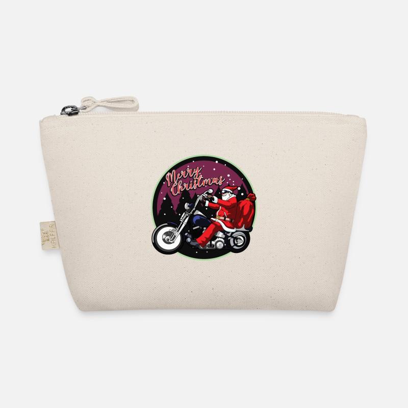 Weihnachtsmann auf Motorrad Frohe Weihnachten Geschenk - Bio-Täschchen - Natur