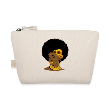 Woman Afro Hairstyle Sunflowers Africa Fashion Gift - Organic Pouch - nature - Front