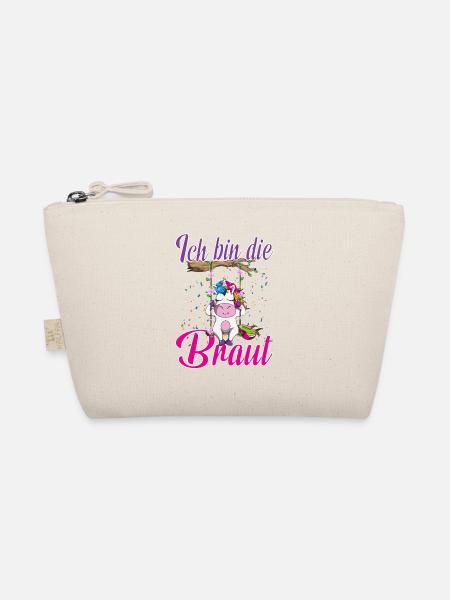 Ich bin die Braut Junggesellinnenabschied Einhorn - Bio-Täschchen - Natur - Vorne