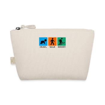 Crawl Walk Hockey Baby Bodysuit Baby Onesie - Organic Pouch - nature - Front