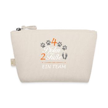 4 Pfoten, 2 Füße ein Team Dog Hund Gassi Design - Bio-Täschchen - Natur - Vorne