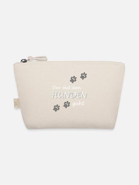 Der mit den Hunden geht Gassi Hundebesitzer Design - Bio-Täschchen - Natur