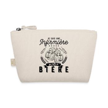 t shirt infirmière qui kiffe la bière idée cadeau - Trousse biologique - nature - Devant