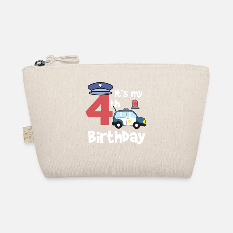 Polizei 4. Geburtstag Jahre Junge Kind Geschenk - Bio-Täschchen - Natur