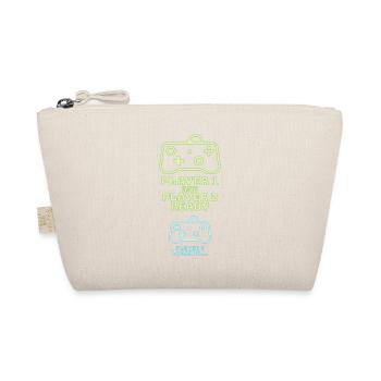 Player 1 2 Gamer Birth Baby Console Gift - Organic Pouch - nature - Front