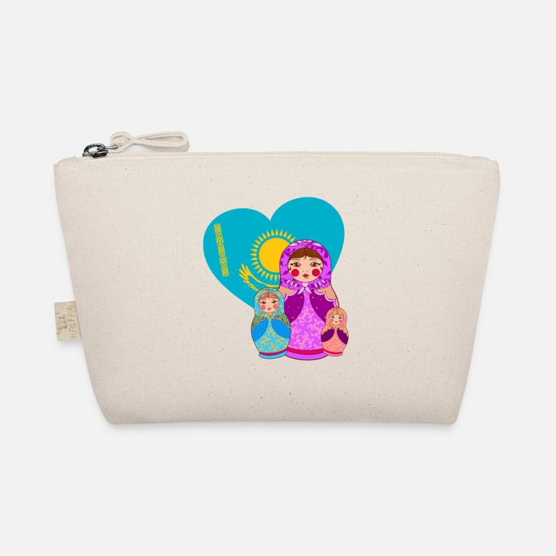 Babuschka Matrjoschka Design mit Kasachstan Flagge Bio-Täschchen