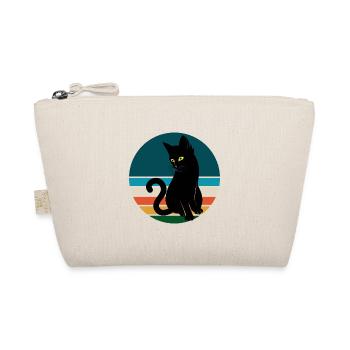 Black Cat Sitting Retro Sunset - Organic Pouch - nature - Front