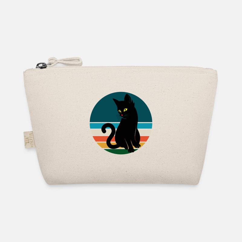 Coucher du soleil rétro assis de chat noir Trousse biologique