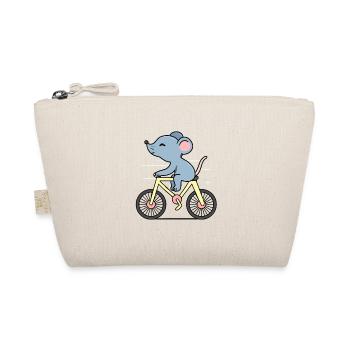 Maus auf einem Fahrrad - Bio-Täschchen - Natur - Vorne