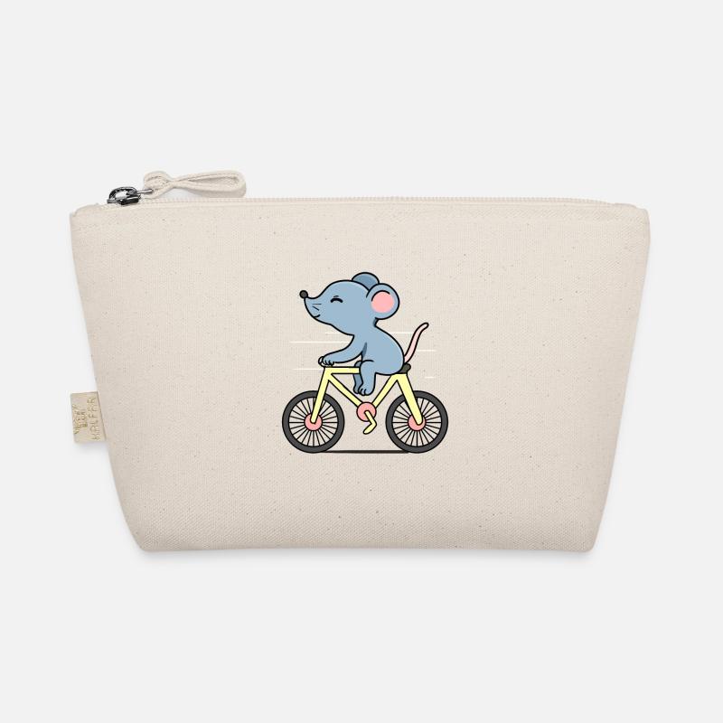 Maus auf einem Fahrrad - Bio-Täschchen - Natur