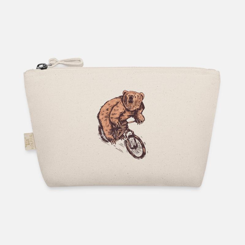 CYCLIST BEAR - Organic Pouch - nature