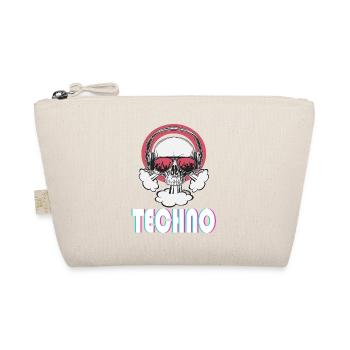 Techno music Totenkopf mit Sonnenbrille - Bio-Täschchen - Natur - Vorne