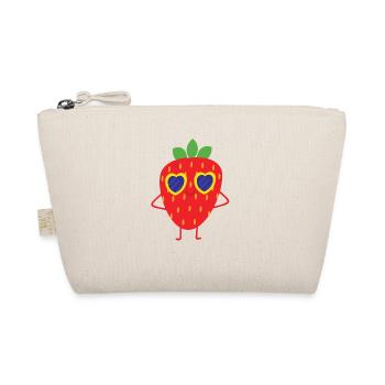 Funny strawberry with sunglasses - Organic Pouch - nature - Front