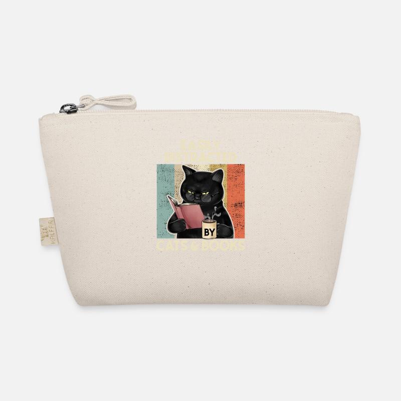 Easily Distracted by cats and books Geschenk Katze Bio-Täschchen