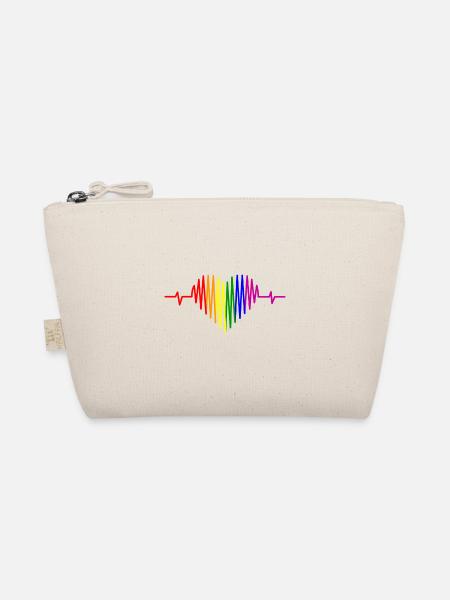 LGBT Heartbeat Rainbow LGBT Pride Gay Pride - Organic Pouch - nature - Front