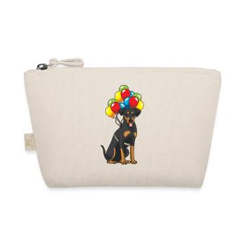 German Pinscher dog with balloons - Organic Pouch - nature - Front