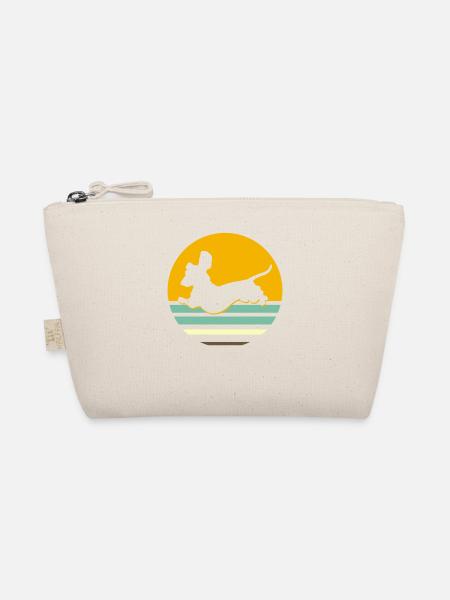 Retro Dackel Dackelhund Hund Silhouette Geschenk - Bio-Täschchen - Natur - Vorne