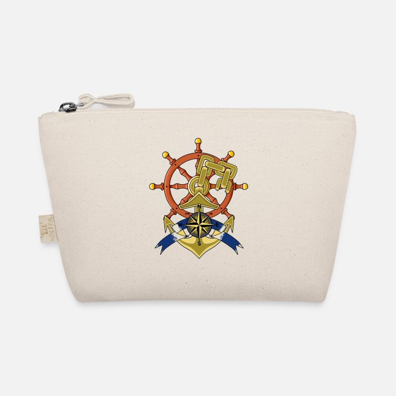 Maritime Steering Wheel Wind Rose Compass Nautical Ahoy Organic Pouch