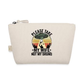 Funny UFO Drums Abduction Drummer Drum Set Gift - Organic Pouch - nature - Front