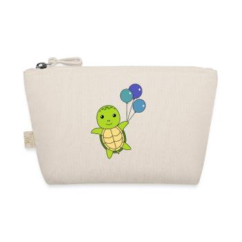turtle cute animal flies balloons children - Organic Pouch - nature - Front