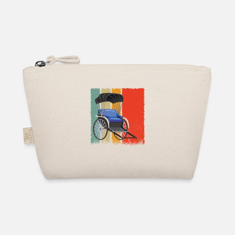 Rikscha Sunset Retro Wiese Natur - Bio-Täschchen - Natur