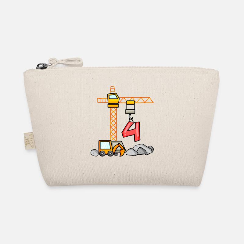 Kinder Geburtstagsshirt Bagger 4 Junge Baustelle 4 - Bio-Täschchen - Natur