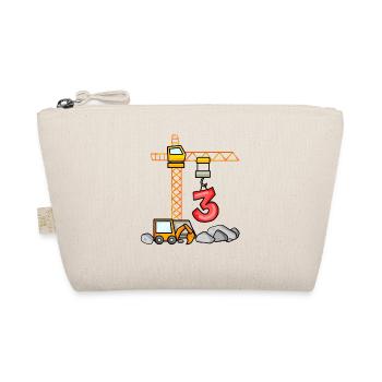 Kinder Geburtstagsshirt Bagger 3 Junge Baustelle 3 - Bio-Täschchen - Natur - Vorne