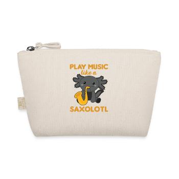 Saxolotl spielt Saxophon Musik ein süßes Axolotl - Bio-Täschchen - Natur - Vorne