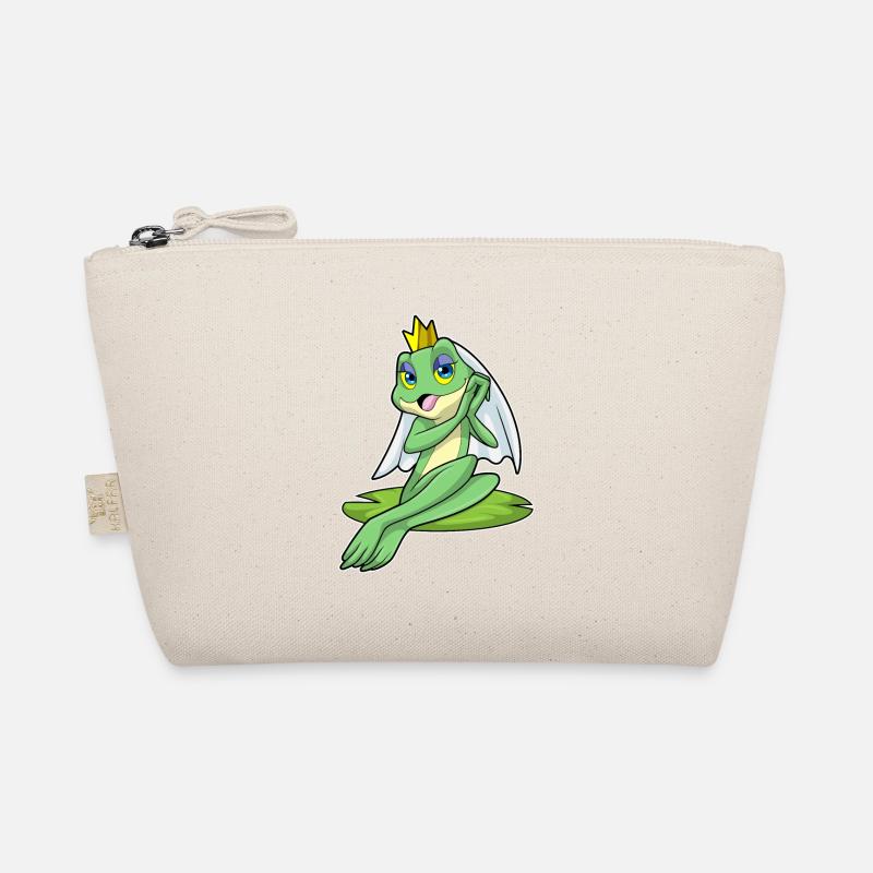 Frosch als Braut bei Hochzeit mit Krone - Bio-Täschchen - Natur
