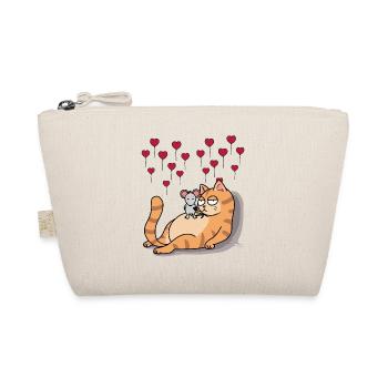 Cat Mouse Forever Friends Friendship Hearts - Organic Pouch - nature - Front