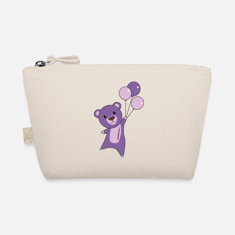 Ours violet mouches avec ballons animaux mignons ours Trousse biologique