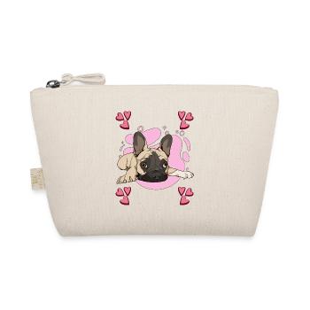 French Bulldog Frenchie Heart Design - Organic Pouch - nature - Front