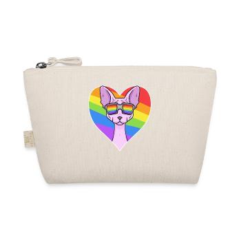 Sphynx Katze - Sphinx-Katze - Regenbogen Herz - Bio-Täschchen - Natur - Vorne