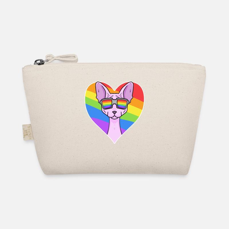 Sphynx Cat - Sphinx Cat - Rainbow Heart Organic Pouch