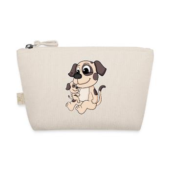 Hund Familie - Hund mit Baby - Hund mit Kind - Bio-Täschchen - Natur - Vorne