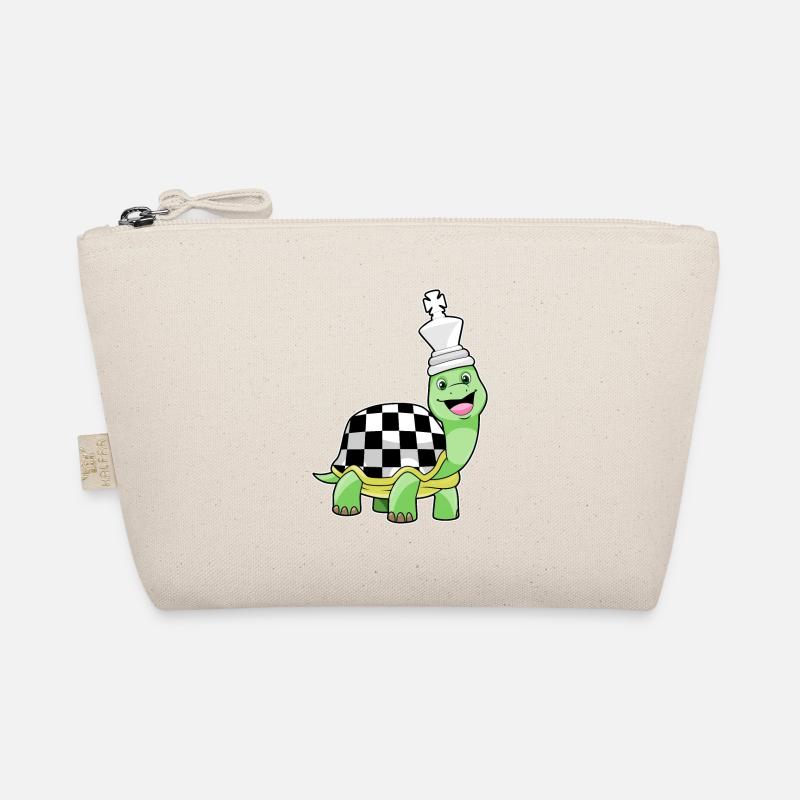 Turtle at chess with chessboard & king Organic Pouch