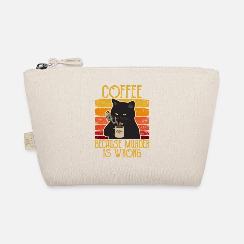 Coffee because Murder is wrong Coffee Cat retro Organic Pouch