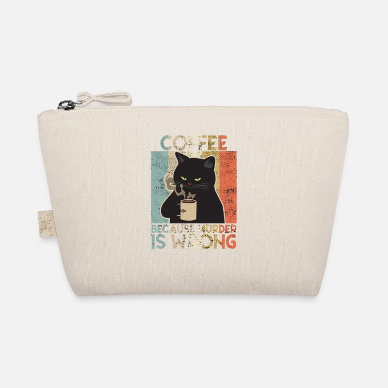 Coffee because Murder is wrong Coffee Cat retro Organic Pouch