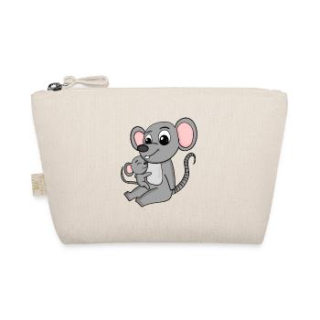 Maus Familie - Maus mit Baby - Maus - Bio-Täschchen - Natur - Vorne