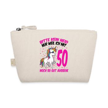50. Geburtstag Geschenk Einhorn Frauen lustig - Bio-Täschchen - Natur - Vorne