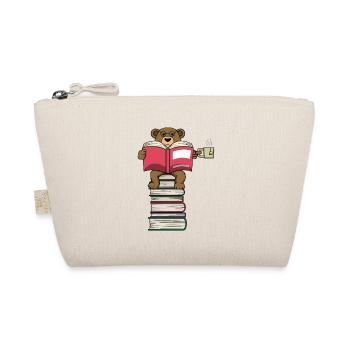 Funny Bear Reading Books and Drinking Tea - Organic Pouch - nature - Front