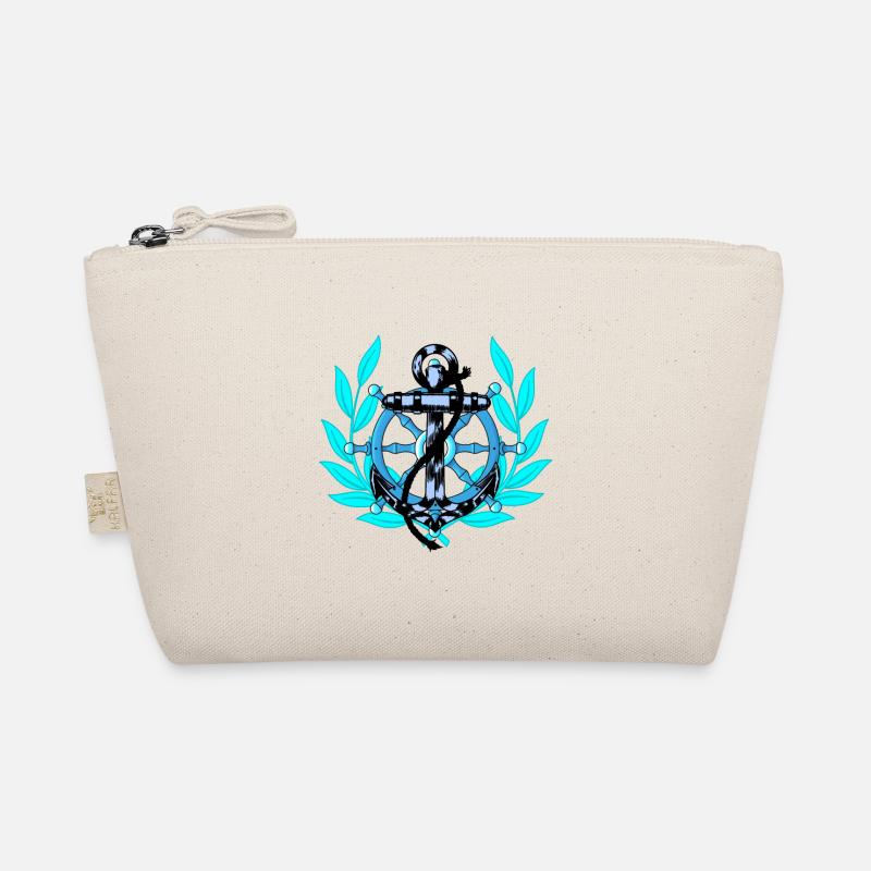Steering Wheel Anchor Maritime Seafarers Ahoy Ship Organic Pouch