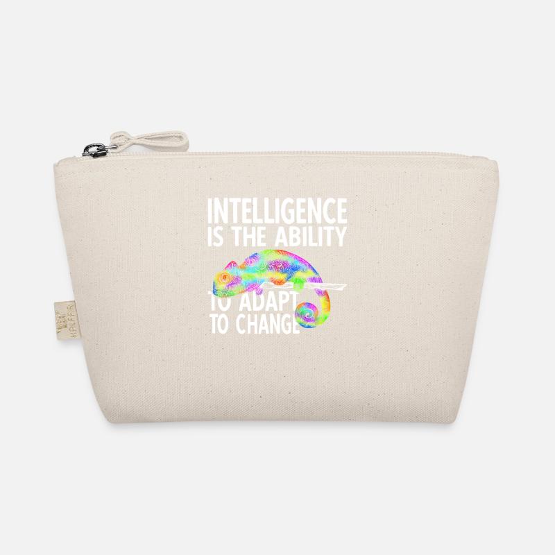 Funny Colorful Chameleon with Intelligence Saying Organic Pouch