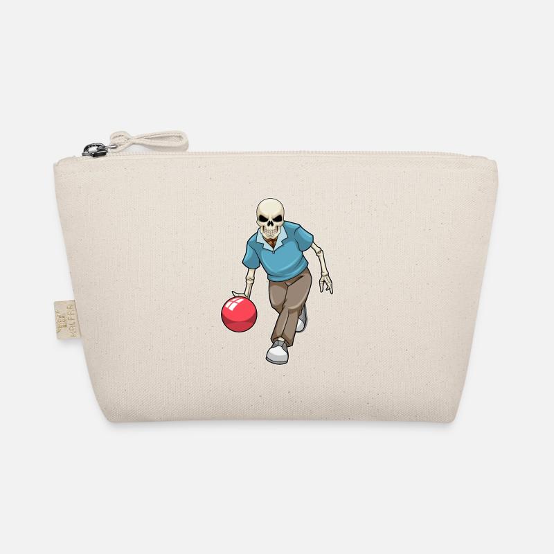 Skelett beim Bowling mit Bowlingkugel Bio-Täschchen