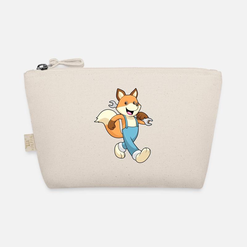 Fuchs als Mechatroniker mit Schraubenschlüssel Bio-Täschchen